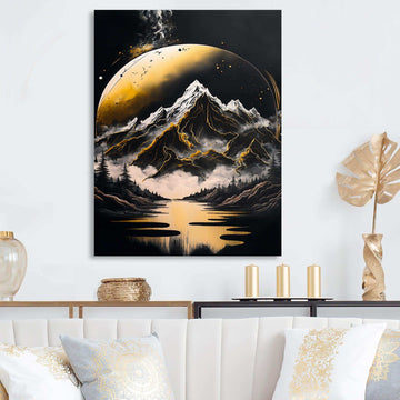 Black And Gold Mountain Landscape V